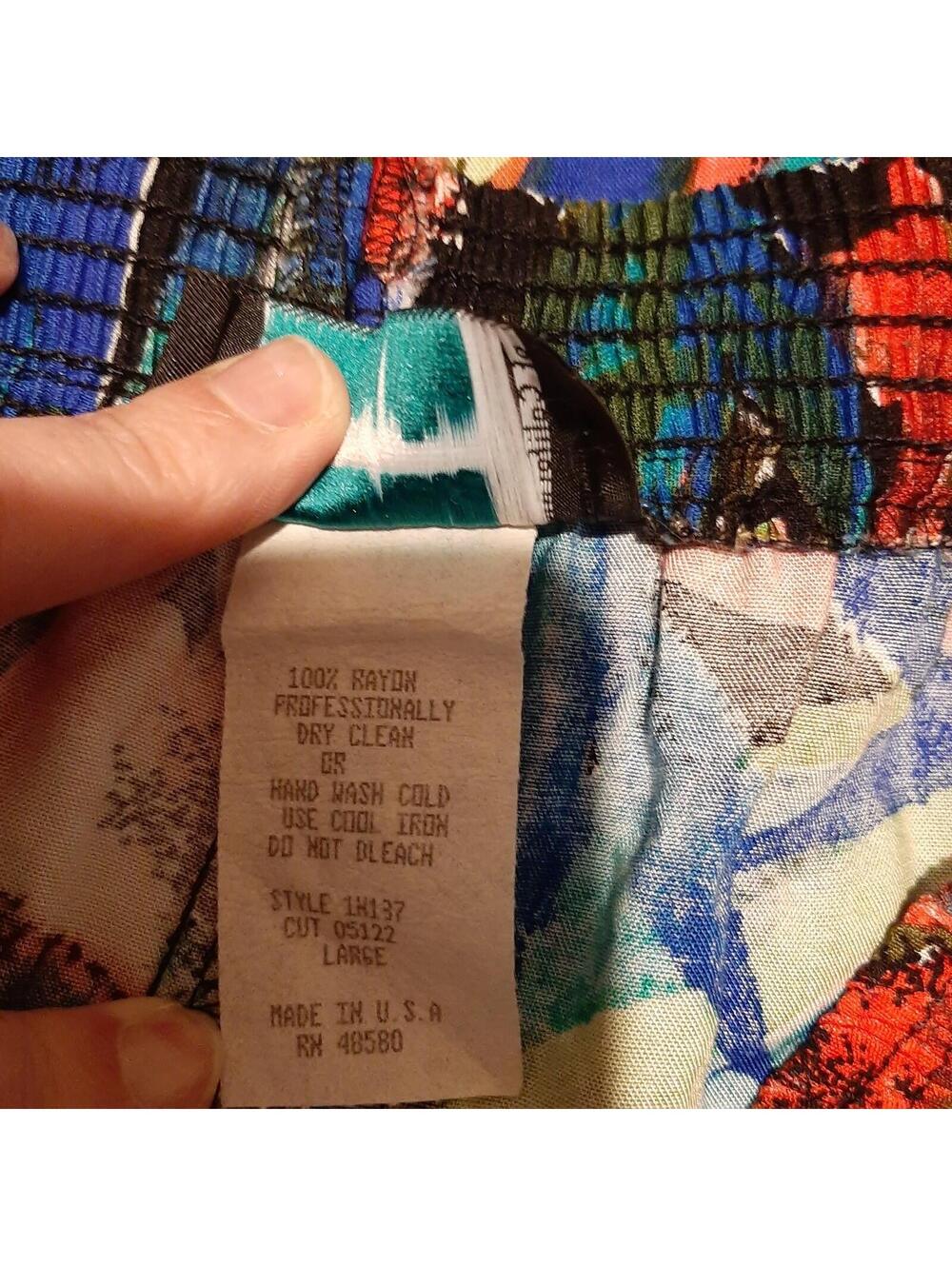 VTG Michele Leslie Maxi Skirt Stretch Waist Multicolor Floral Women's Large - Picture 6 of 9
